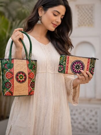 Shantiniketan Batik Small Batua & Coin Purse Combo (Green)