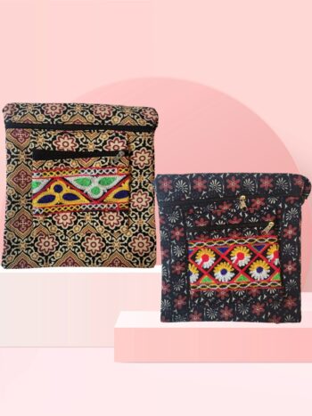 Shantiniketan Printed Combo Of 2 Folding Sling Bags