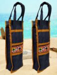 Shantiniketan Denim Kantha Stitch Bottle Bag – 1 Litre (Combo Of 2)