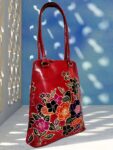 Shantiniketan Multicolour Design Shoulder Lau Bag | Red Flower
