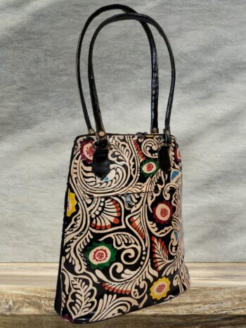 Shantiniketan Multicolour Design Shoulder Lau Bag | Kalka Black