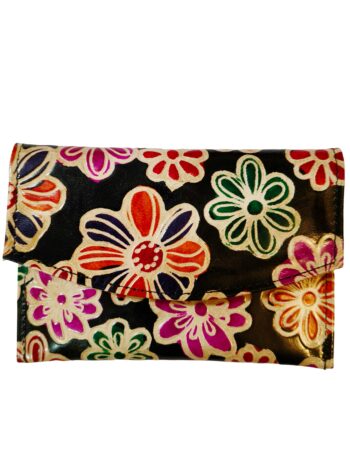 Women’s Shantiniketan Leather Clutch Multicolour 6-Inch (Black)