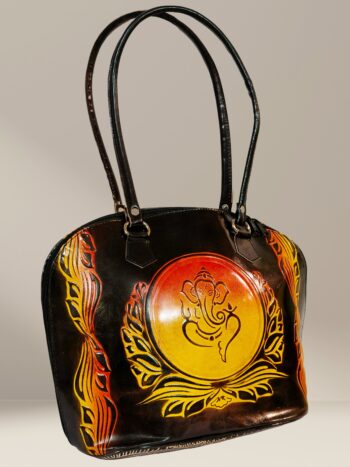 Shantiniketan Multicolour Design Big Shoulder D Bag | Ganesh Black
